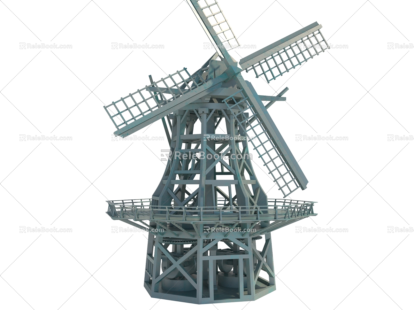 Style wrought iron windmill 3d model