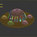 Adventurer Character Biomechanical Device With Wooden Circular Top Hemispherical Protrusions And Grid Structure