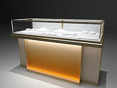 Modern Jewelry Store Glass Display Case With Illuminated Base And Elegant Design 3d model