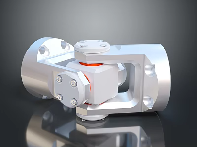 Stainless Steel Industrial Valve With Flange Connection And Red Seal Ring 3d model