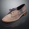 Fashionable Taupe Lace Up Suede Shoes With Brown Sole And Stitching Details
