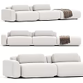Modern White Modular Sectional Sofa With Upholstered Cushions And Cozy Throw Blanket 3d model
