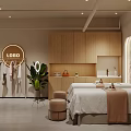 Modern Beauty Salon Interior Design With Styling Mirrors And Comfortable Sofa 3d model