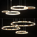 Modern Circular Ring Chandelier Design With Multiple Hanging Rings And LED Light