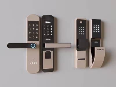 Smart Door Handles With Keypad And Various Designs For Home Security 3d model