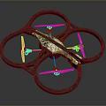 Camouflage Drone With Circular Protective Frame And Rotating Propellers 3d model