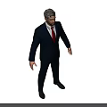Man in Blue Suit With Red Tie Standing Against Black Background 3d model