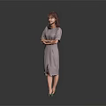 Woman In Light Purple Dress Standing With Arms Crossed On Gray Background Wearing Green Shoes