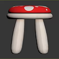 Mushroom Shaped Stool With Red Top White Spots And White Woven Legs