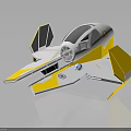 Pilot Operating Yellow White Spaceship With Cockpit And Wing Structure 3d model