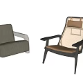 Beige Lounge Chair With White Armrests And Black Frame Mesh Back Brown Seat