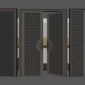 Modern Metal Security Doors With Patterned Design And Open Frame Details 3d model