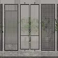 Modern Metal Room Dividers With Diverse Grid And Striped Patterns In Interior Space
