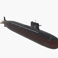 Military Submarine Model In Dark Brown And Black With Command Tower Structure 3d model