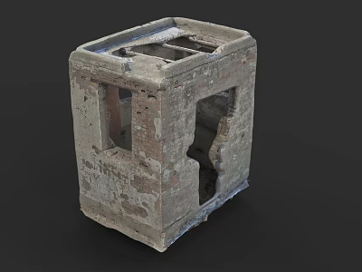 Old Residential Building Brick Structure With Weathered Surface And Vent Openings 3d model