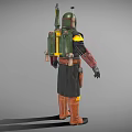 Futuristic Armored Character With Green Armor Yellow Accents Utility Belt And Brown Boots
