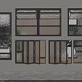 Various Modern Window Designs With Black Frames And Different Glass Types 3d model
