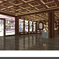 Sacred Religious Artifacts Display In Wooden Shelves With Golden Ceiling And Smooth Floors