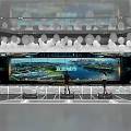 Large Screen Displaying Xuancheng City Landscape With Two People Operating And Balloon Decorations