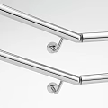 Silver Metal Hook Rail With Multiple Hooks Sturdy Design For Hanging Items 3d model