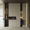 Elegant Modern Shoe Cabinet Design With Lighting Open Shelf And Decoration