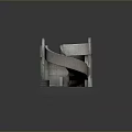 Architectural Model Featuring Spiral Staircase With Detailed Steps And Concrete Platform