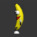 Happy Yellow Cartoon Banana Character with Eyes Mouth Arms Legs as Daily Life Product