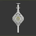 Ornamental Silver Carved Decorative Pillar With Yellow Round Accent And Top Candle Holder