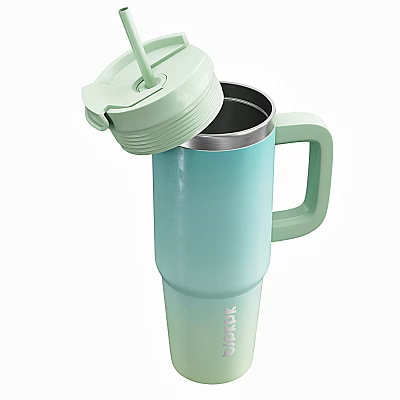 Stanley Light Blue Gradient Insulated Tumbler With Green Lid Straw And Handle 3d model