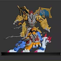 Colorful Mechanical Dragon Figure With Detailed Design Vibrant Blue Yellow Red Claw And Wing Elements