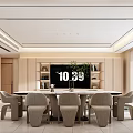 Modern Dining Living Room Interior With Round Table Chairs Large Screen And Green Plant