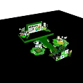 Modern Green Stage Design with Taste Light Valley Project and Plant Elements 3d model