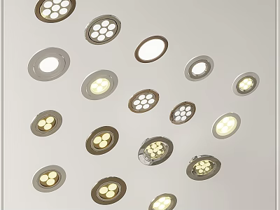 Modern Ceiling Mounted Downlights and Spotlights With Various LED Designs and Bright Illumination 3d model