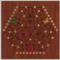 Classic Traditional Chinese Chess Board With Wooden Background And Colored Pieces