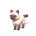 3D Modeled Siamese Cat Character With Blue Eyes Cream Fur And Dark Points