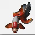 Vibrant Freshwater Aquarium Goldfish With White Red Orange Flowing Tail Fins