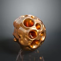 Shiny Golden Abstract Sphere With Multiple Holes And Textured Surface 3d model