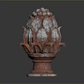 Ornate Metal Hardware Piece With Lotus Inspired Design And Detailed Craftsmanship