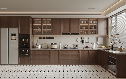 Kitchen Cabinet Kitchenware Refrigerator Cabinet Built-in Steamer Oven Dishwasher Rice Cooker Wall Breaking Machine Bread Machine Track Socket Vase 3d model