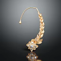 Elegant Gold Leaf Flower Shaped Earring With Sparkling Diamonds And Delicate Design