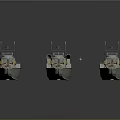 Three White Model Patrol Boats With Antennas And Equipment On Gray Background