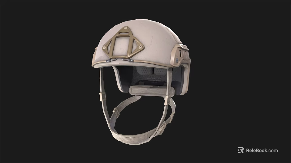 Light Gray Protective Helmet Featuring Metal Frame And Adjustable Straps Design 3d model