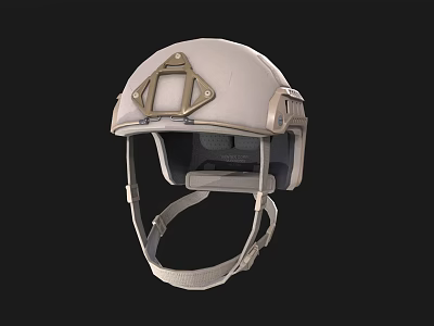 Light Gray Protective Helmet Featuring Metal Frame And Adjustable Straps Design 3d model