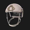 Light Gray Protective Helmet Featuring Metal Frame And Adjustable Straps Design 3d model