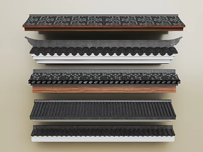 Traditional Roof Components With Various Tile Designs And Wooden Elements 3d model