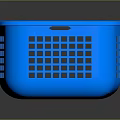 Blue Plastic Storage Basket With Grid Pattern For Home Organization 3d model