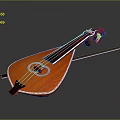 Orange Wooden Lute Shaped Decorative Household Item With Strings And Bow