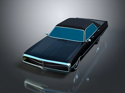 Vintage Black Sedan With Classic Design Sleek Body Blue Windows And Silver Rims 3d model