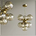 Elegant Modern Chandelier With Crystal Glass Balls And Gold Metal Frame Design