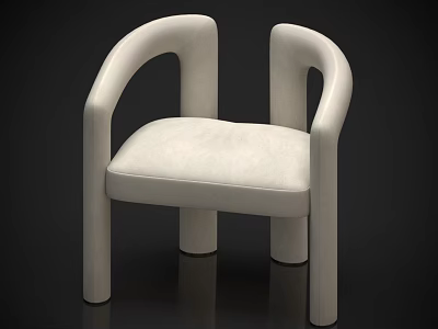 Modern White Single Sofa With Curved Armrests And Padded Seat Design 3d model
